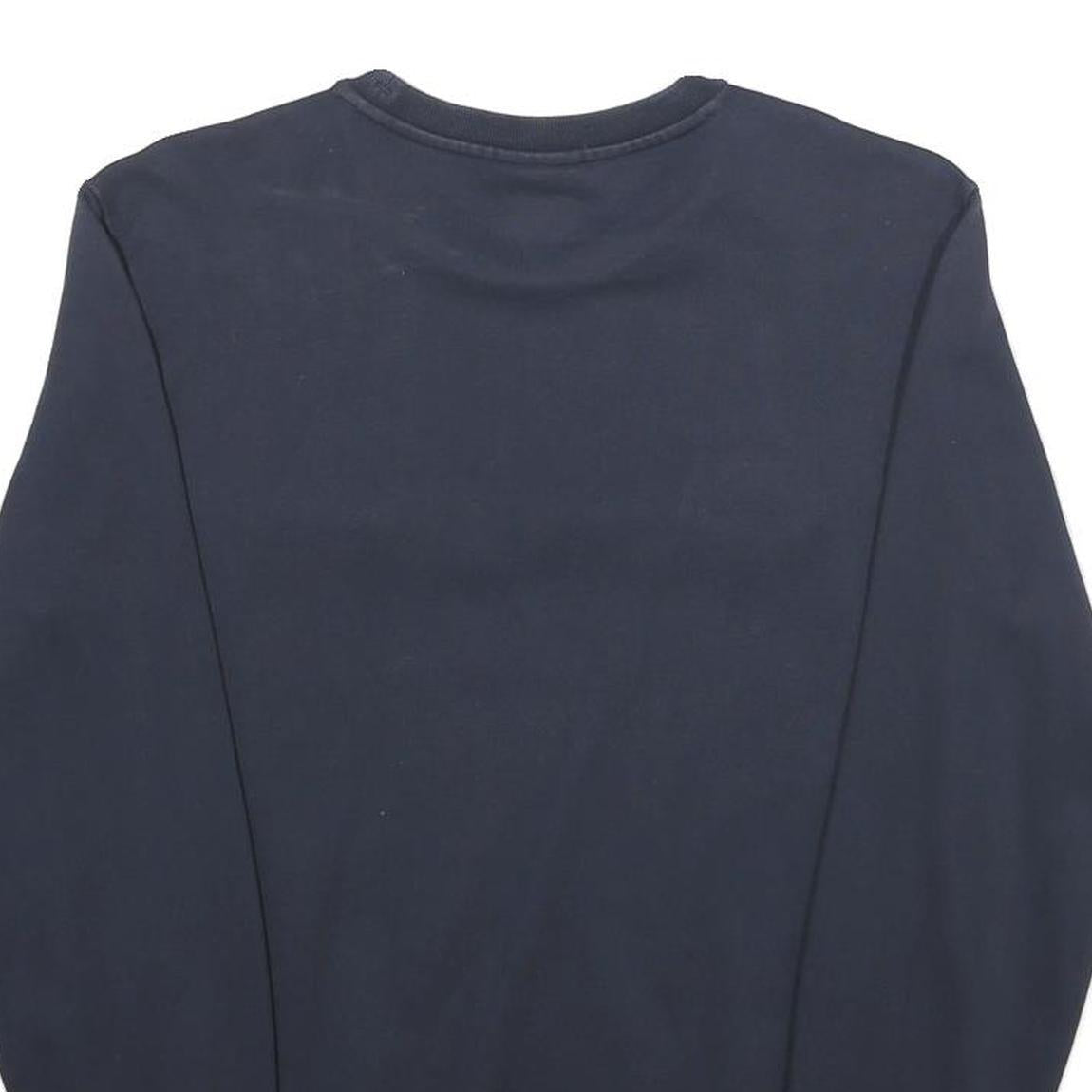 CHAMPION Mens Navy Blue Cotton Crew Neck Sweatshirt S Logo Embroidered