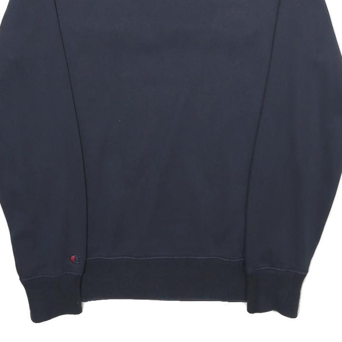 CHAMPION Mens Navy Blue Cotton Crew Neck Sweatshirt S Logo Embroidered