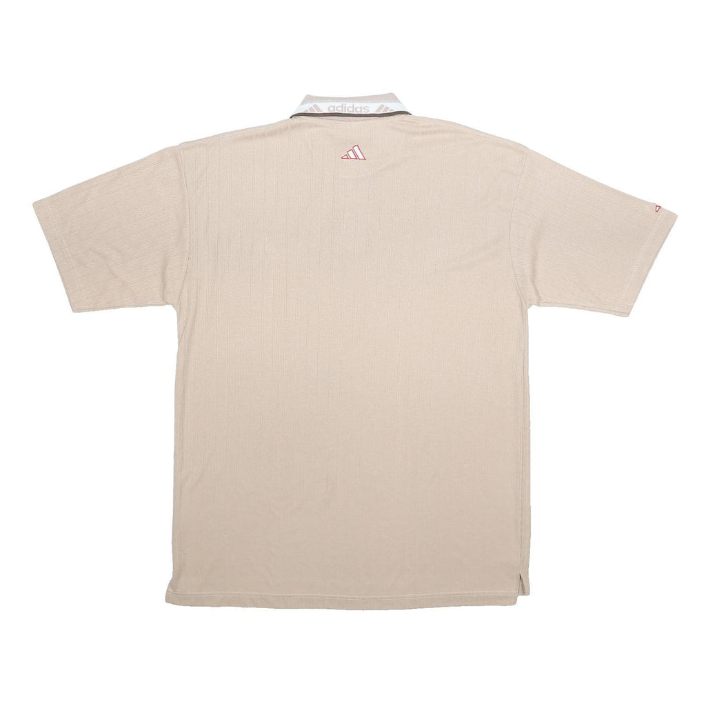 ADIDAS Mens Beige Polo Shirt 2XL Cotton Short Sleeve Ribbed Pattern Casual
