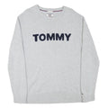 TOMMY HILFIGER Mens Grey Crew Neck Patterned Jumper Cotton Blend L Casual Wear