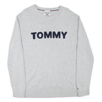 TOMMY HILFIGER Mens Grey Crew Neck Patterned Jumper Cotton Blend L Casual Wear