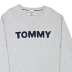TOMMY HILFIGER Mens Grey Crew Neck Patterned Jumper Cotton Blend L Casual Wear