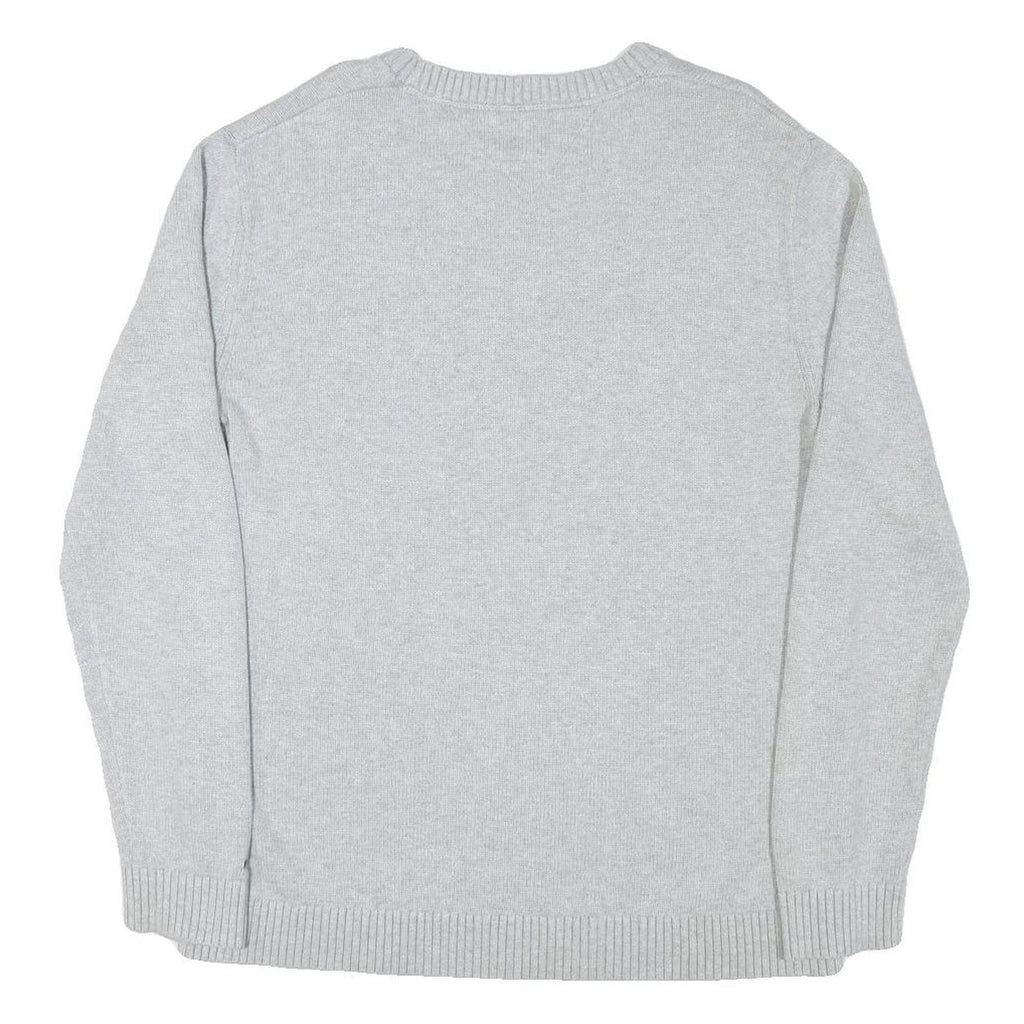 TOMMY HILFIGER Mens Grey Crew Neck Patterned Jumper Cotton Blend L Casual Wear