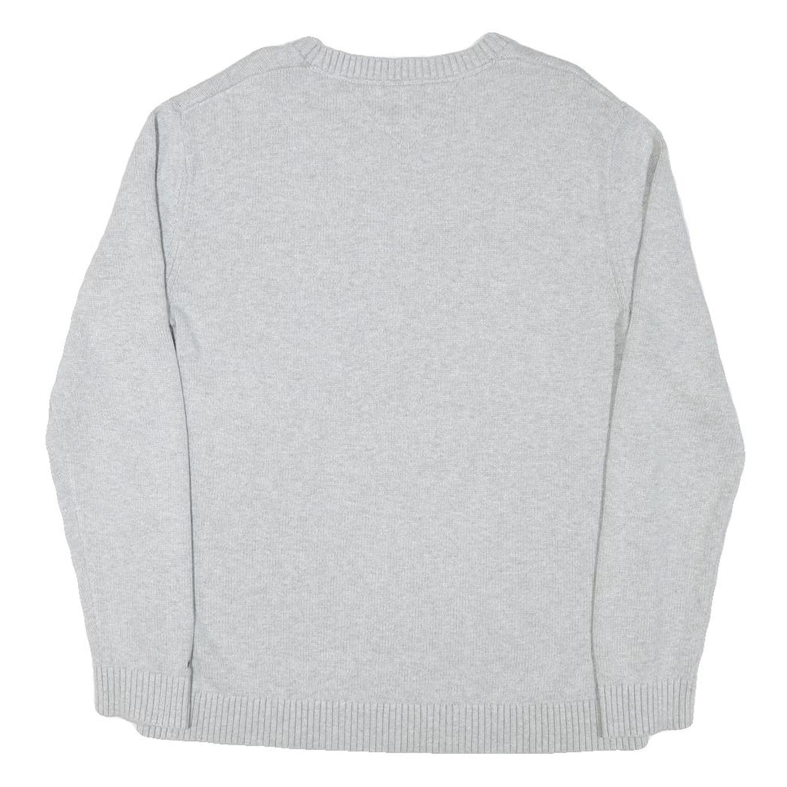 TOMMY HILFIGER Mens Grey Crew Neck Patterned Jumper Cotton Blend L Casual Wear