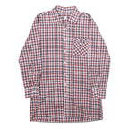Mens Red & Blue Checked Cotton Blend Shirt S Classic Fit Button Front Pocket