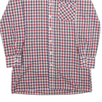 Mens Red & Blue Checked Cotton Blend Shirt S Classic Fit Button Front Pocket