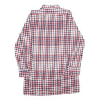 Mens Red & Blue Checked Cotton Blend Shirt S Classic Fit Button Front Pocket