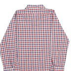 Mens Red & Blue Checked Cotton Blend Shirt S Classic Fit Button Front Pocket