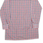 Mens Red & Blue Checked Cotton Blend Shirt S Classic Fit Button Front Pocket