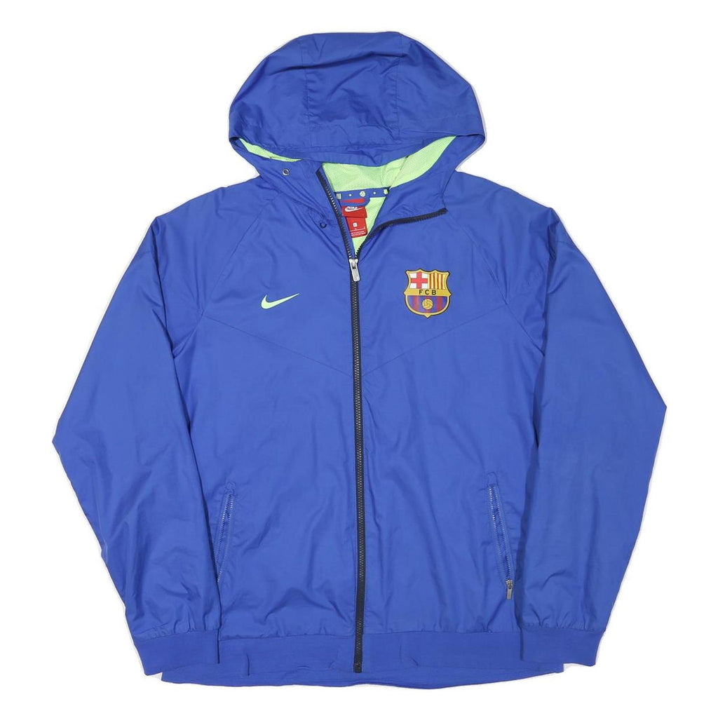 NIKE Mens Blue FC Barcelona Zip Jacket L Polyester Blend Hooded Sportswear