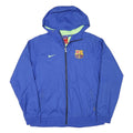 NIKE Mens Blue FC Barcelona Zip Jacket L Polyester Blend Hooded Sportswear