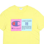 CHAMPION Mens Yellow Cotton Blend Graphic T-Shirt L Short Sleeve Crew Neck