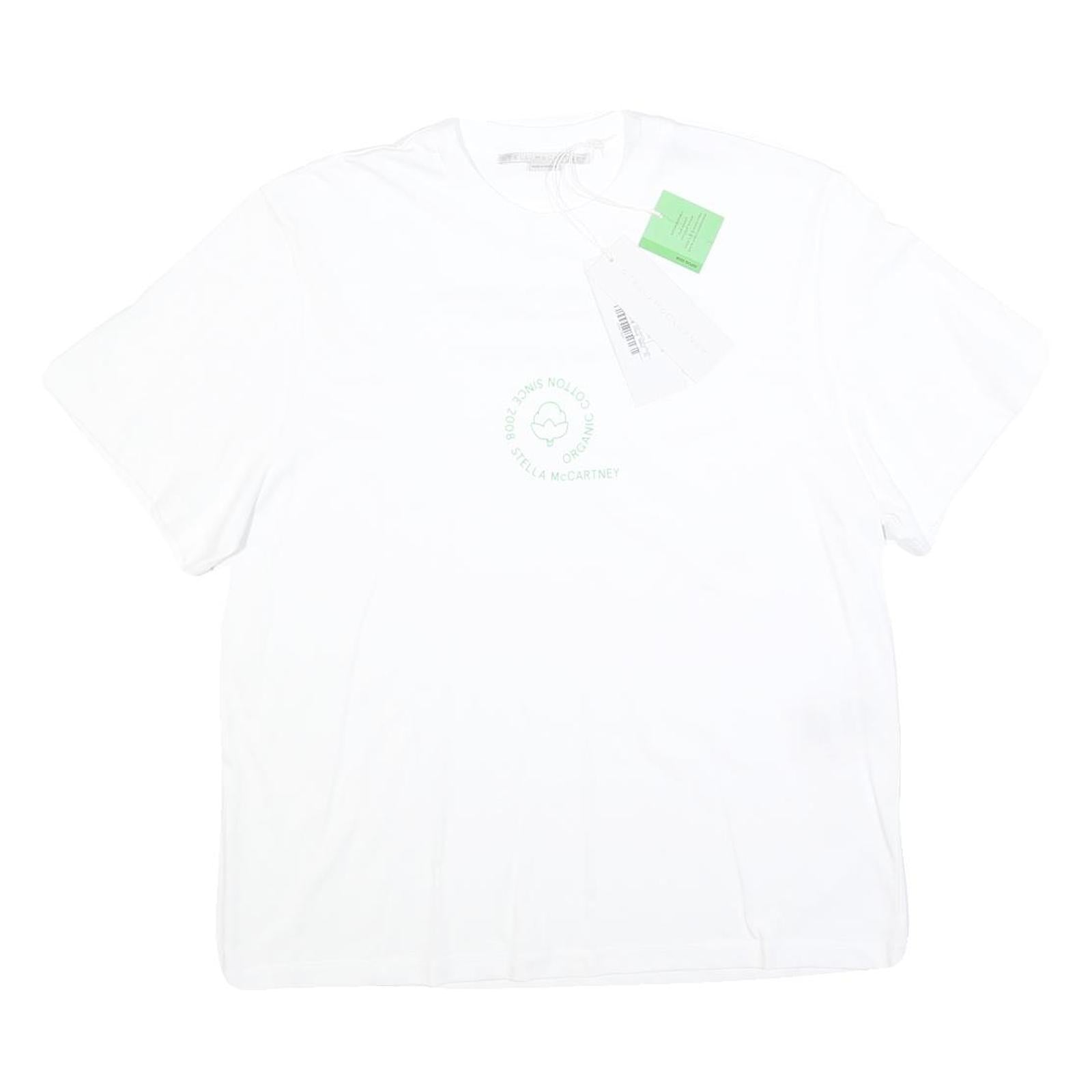 STELLA MCCARTNEY Womens White Graphic T-Shirt XS Short Sleeve Crew Neck Organic