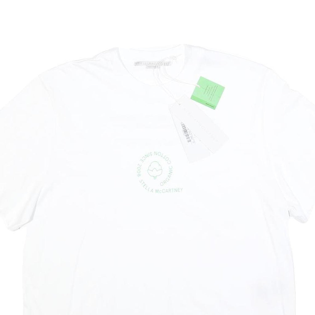 STELLA MCCARTNEY Womens White Graphic T-Shirt XS Short Sleeve Crew Neck Organic