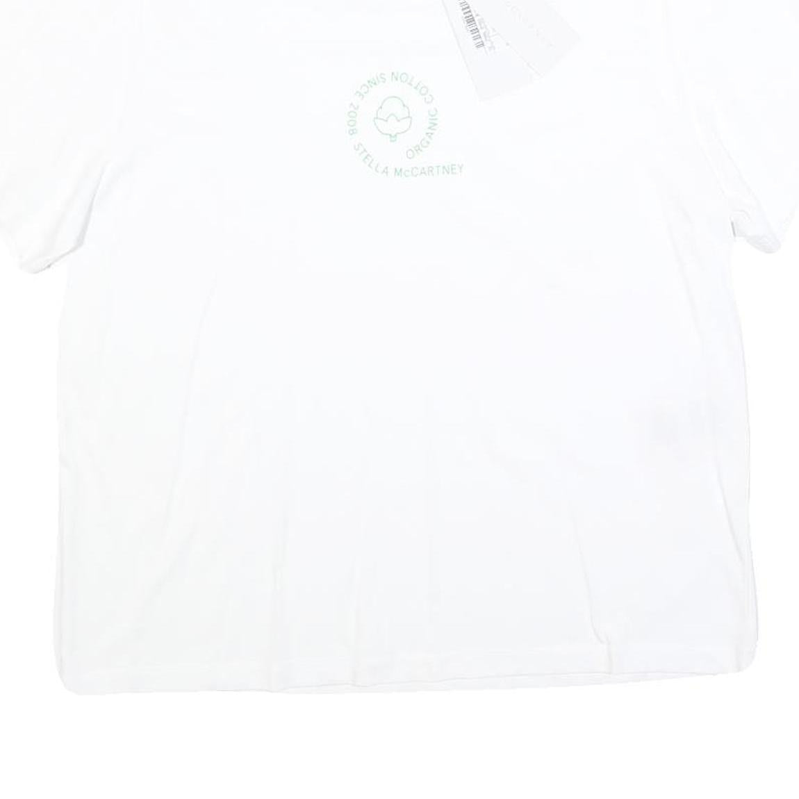 STELLA MCCARTNEY Womens White Graphic T-Shirt XS Short Sleeve Crew Neck Organic