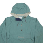 COLUMBIA Womens Blue Nylon Outdoor Jacket L Hooded Button Closure Plain