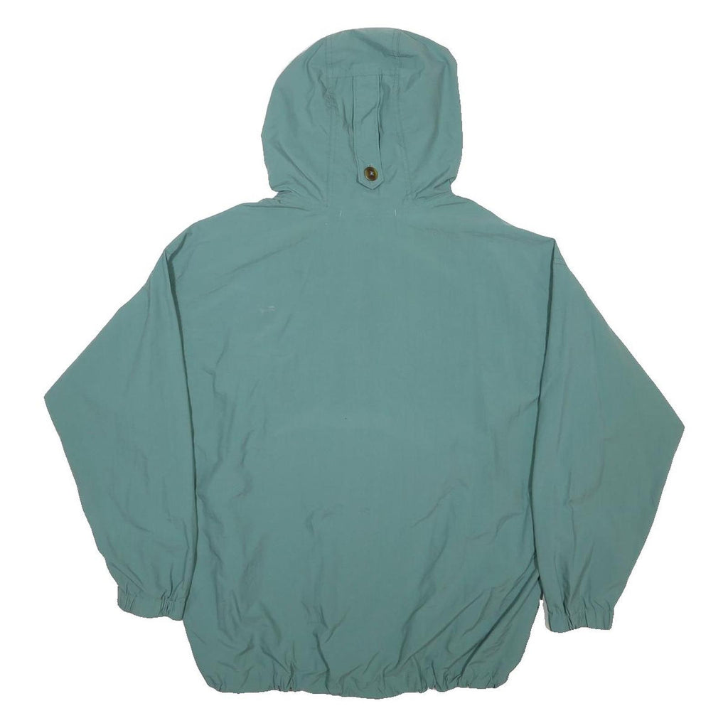 COLUMBIA Womens Blue Nylon Outdoor Jacket L Hooded Button Closure Plain