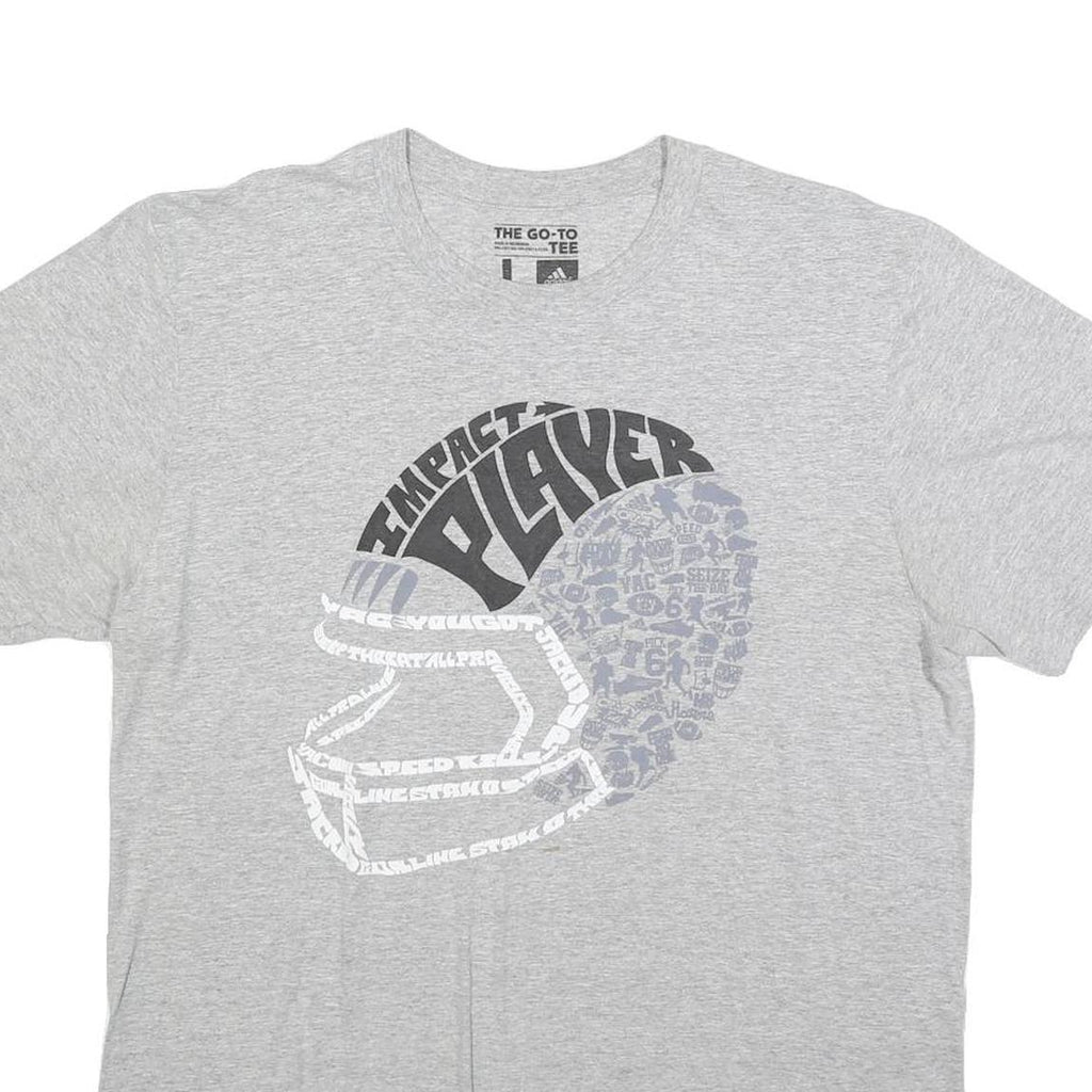 ADIDAS Mens Grey Impact Player Graphic T-Shirt L Short Sleeve Crew Neck