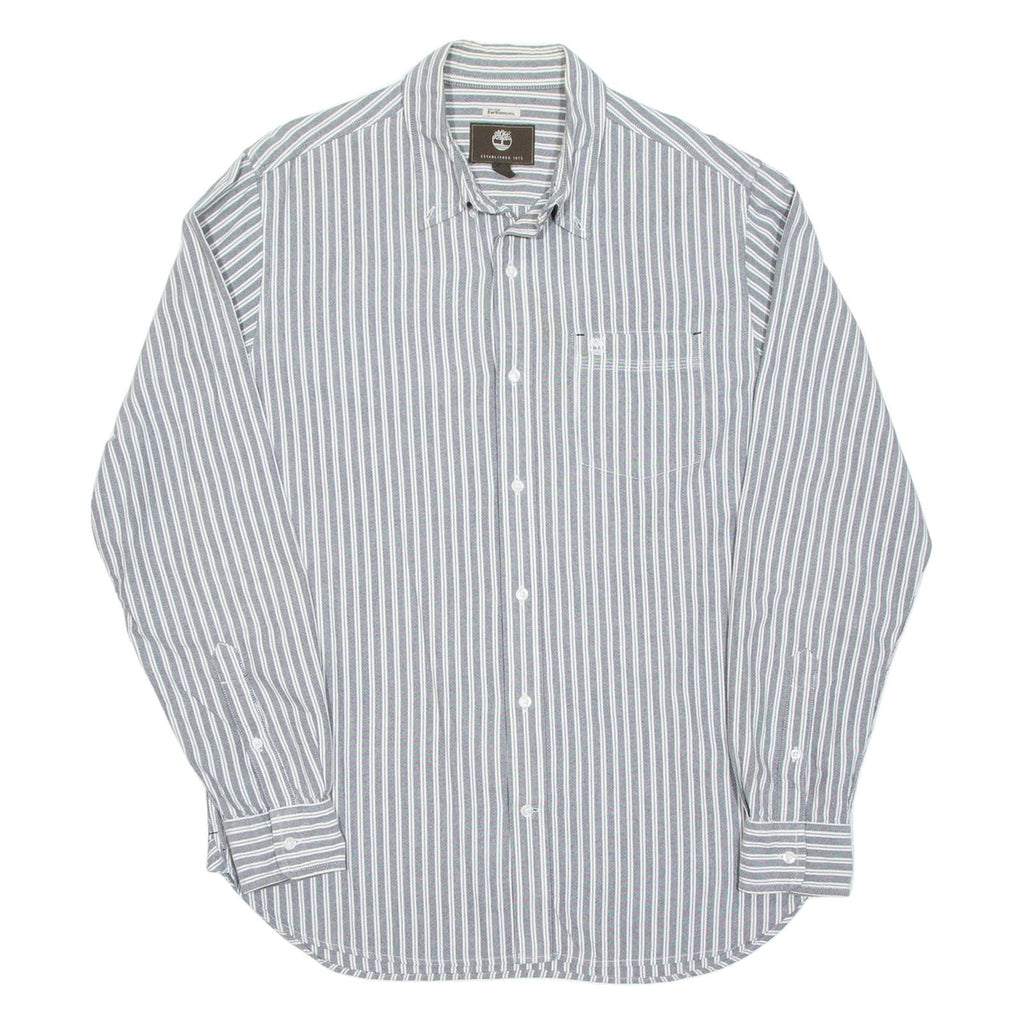 TIMBERLAND Mens Shirt Grey Striped Long Sleeve L
