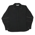 ZARA Womens Black Studded Shirt Long Sleeve Collared Top M Stylish Workwear
