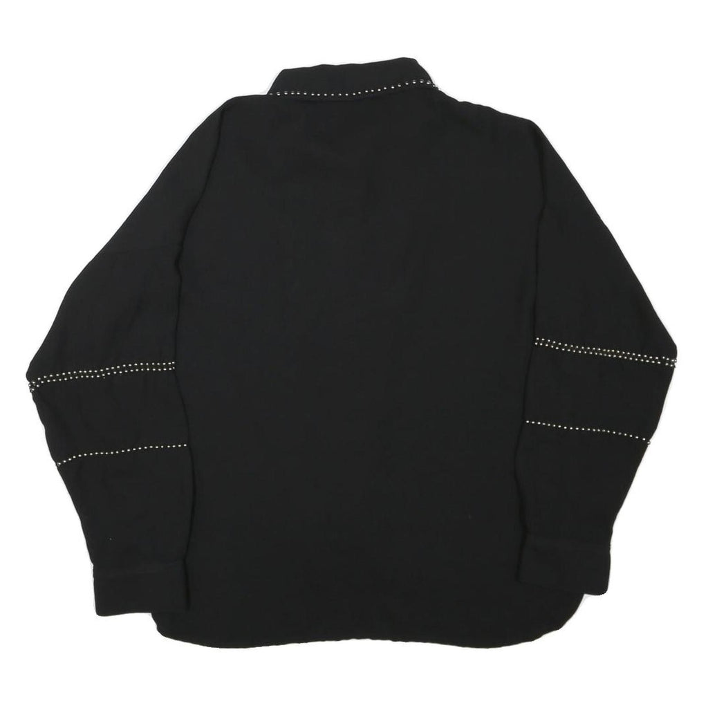 ZARA Womens Black Studded Shirt Long Sleeve Collared Top M Stylish Workwear