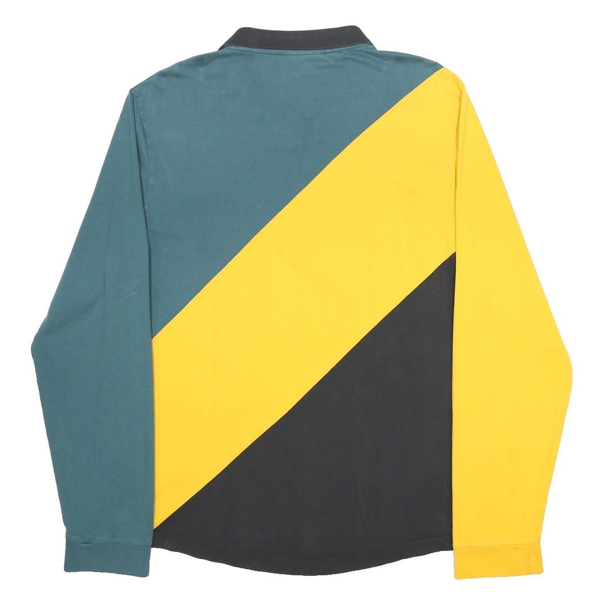 FILA Mens Blue & Yellow Black Long Sleeve Colourblock Polo Shirt XL Cotton
