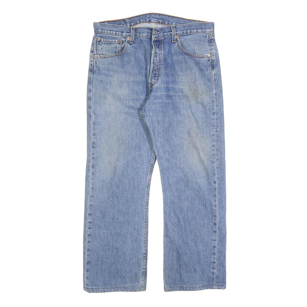 LEVI'S 501 Mens Jeans Blue Regular Straight Denim Light W34 L27 Classic Button