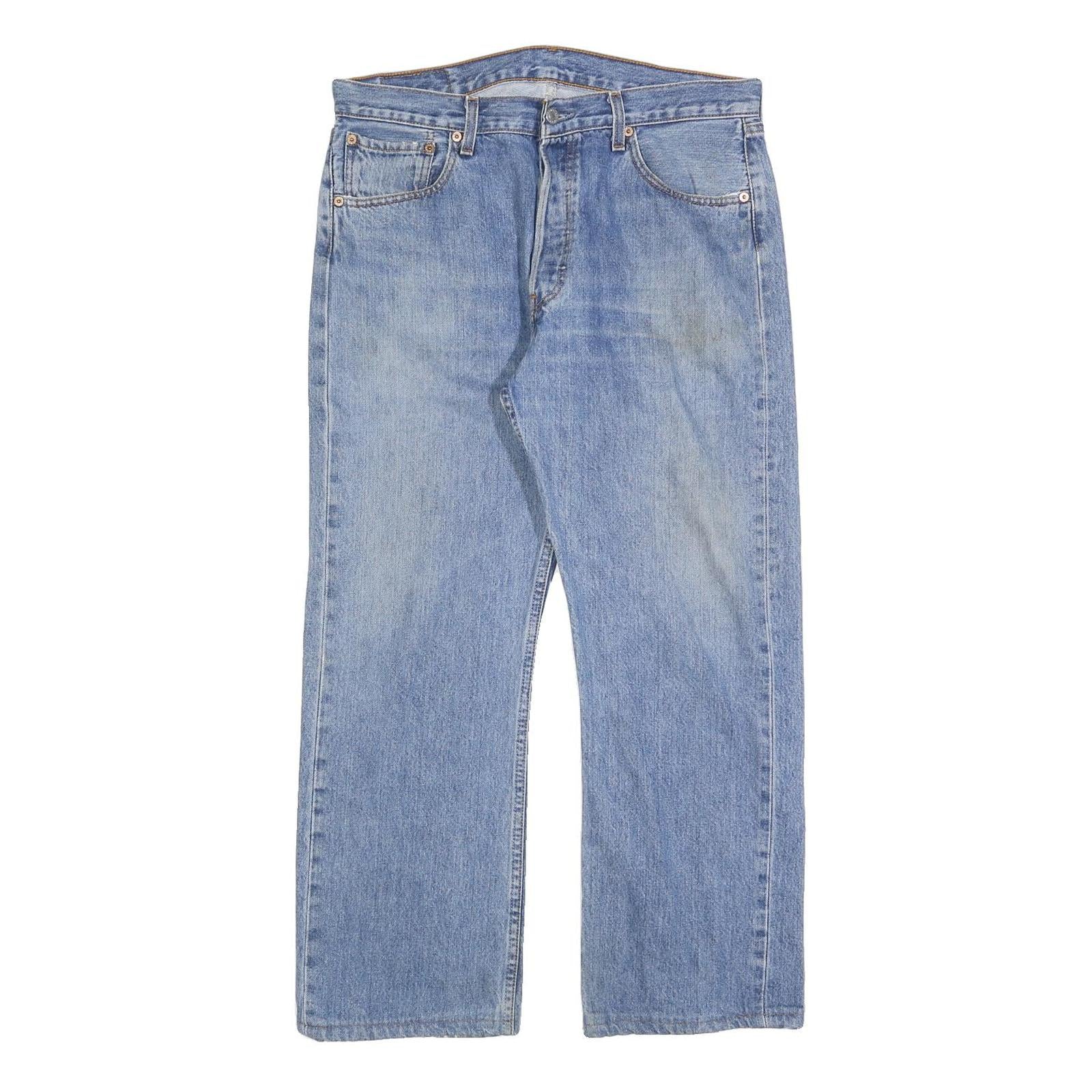 LEVI'S 501 Mens Jeans Blue Regular Straight Denim Light W34 L27 Classic Button