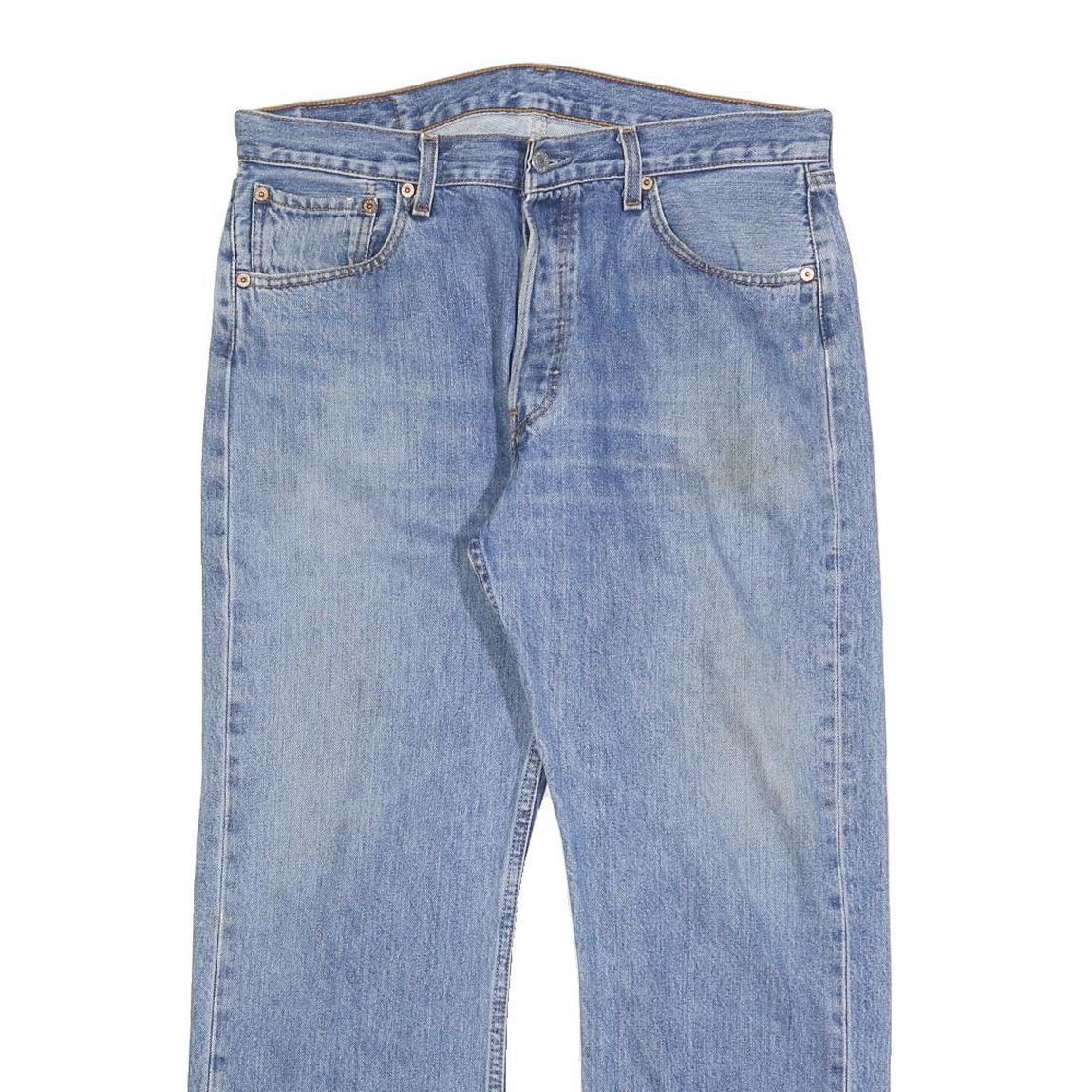 LEVI'S 501 Mens Jeans Blue Regular Straight Denim Light W34 L27 Classic Button