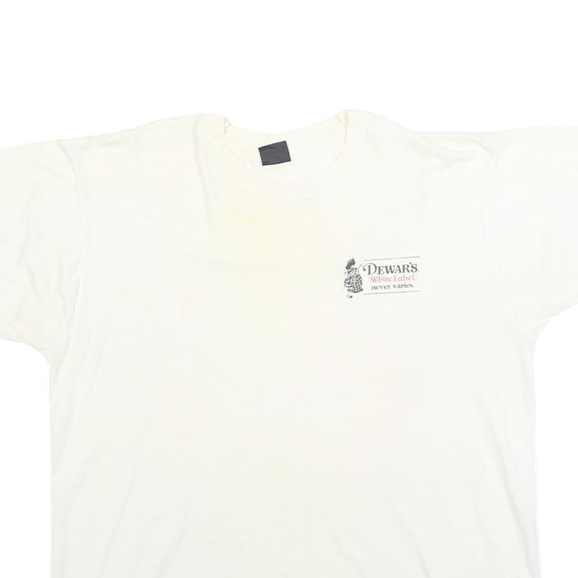 SCREEN STARS BEST Mens White T-Shirt XL Short Sleeve Crew Neck Dewars Graphic
