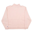 CHAMPION Womens Pink Quarter Zip Sweatshirt L Cotton Blend Pullover Casual