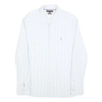 TOMMY HILFIGER Mens White & Cream Stripe Shirt 2XL Classic Button Down Cotton