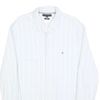 TOMMY HILFIGER Mens White & Cream Stripe Shirt 2XL Classic Button Down Cotton