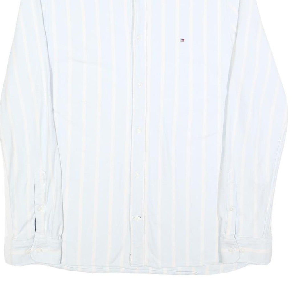 TOMMY HILFIGER Mens White & Cream Stripe Shirt 2XL Classic Button Down Cotton