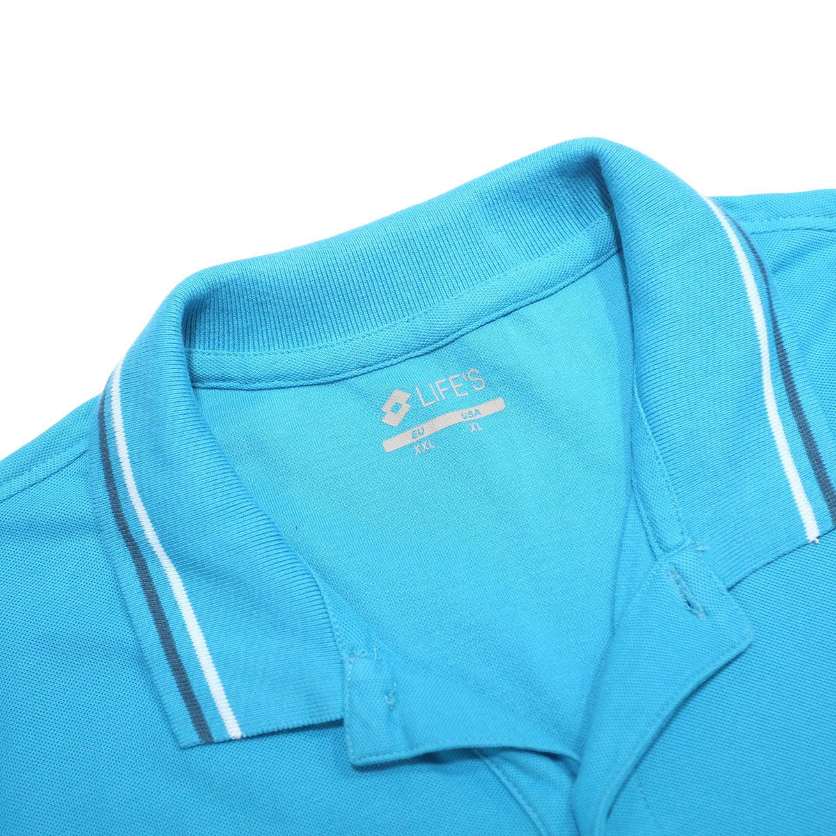 LOTTO Mens Blue Polo Shirt XL Cotton Short Sleeve Plain Casual