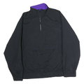 HOLLOWAY Mens Black Nylon Track Jacket L Zip Plain Casual Sportswear