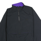 HOLLOWAY Mens Black Nylon Track Jacket L Zip Plain Casual Sportswear