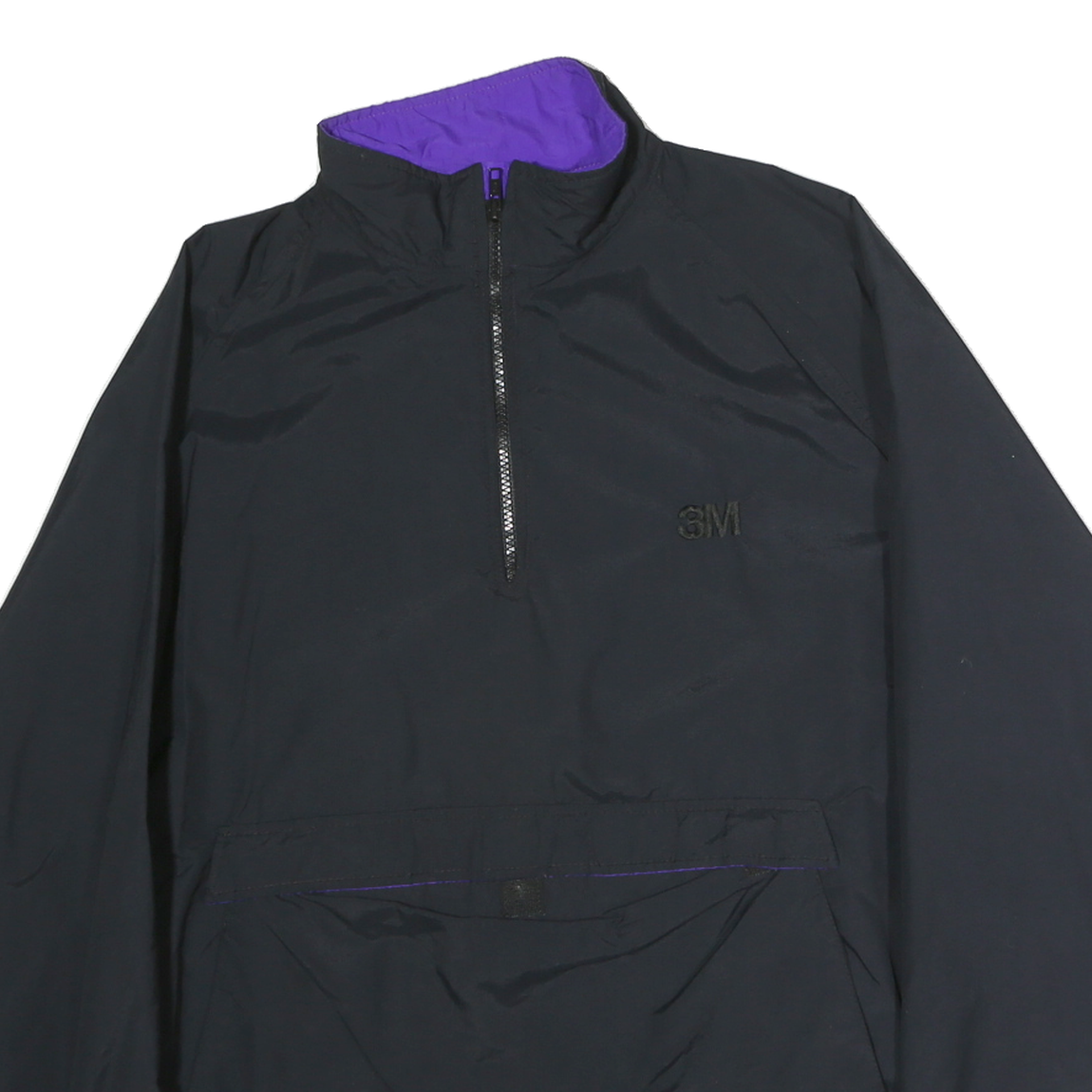 HOLLOWAY Mens Black Nylon Track Jacket L Zip Plain Casual Sportswear