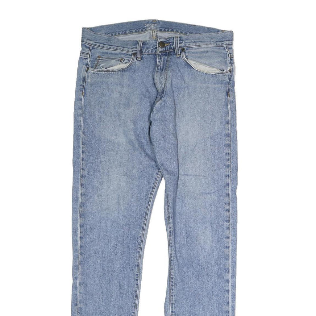 CARHARTT Mens Regular Fit Blue Denim Jeans W34 L32 Button Closure Classic Style