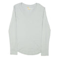 CARHARTT Womens Light Grey S Long Sleeve V-Neck Cotton Blend T-Shirt