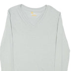 CARHARTT Womens Light Grey S Long Sleeve V-Neck Cotton Blend T-Shirt