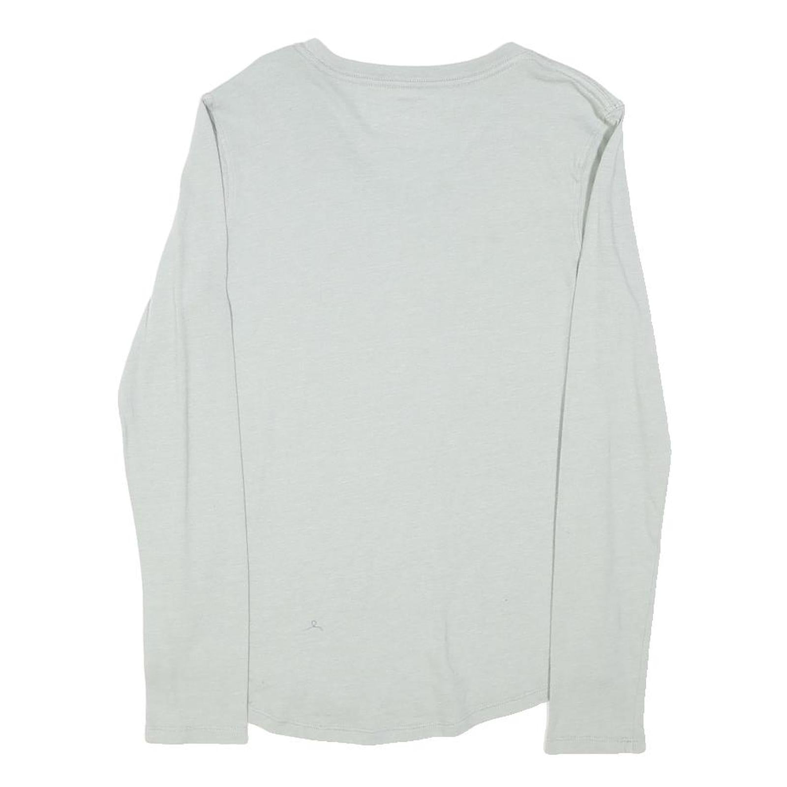 CARHARTT Womens Light Grey S Long Sleeve V-Neck Cotton Blend T-Shirt