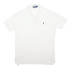 POLO RALPH LAUREN Mens White Cotton Blend Short Sleeve Plain M Classic Logo Polo