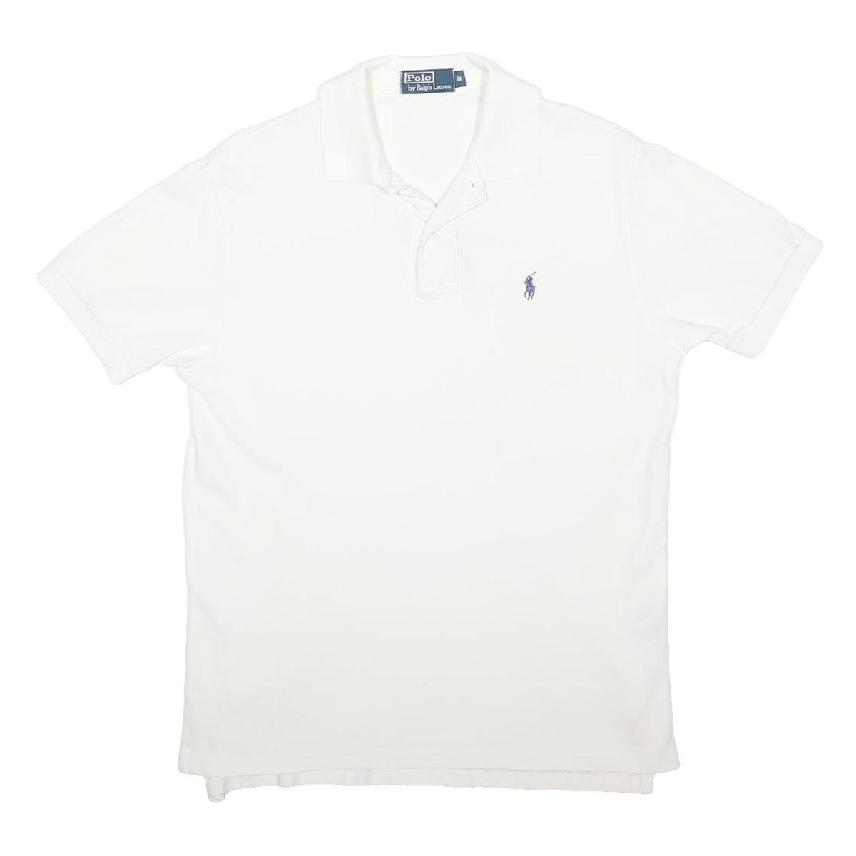 POLO RALPH LAUREN Mens White Cotton Blend Short Sleeve Plain M Classic Logo Polo