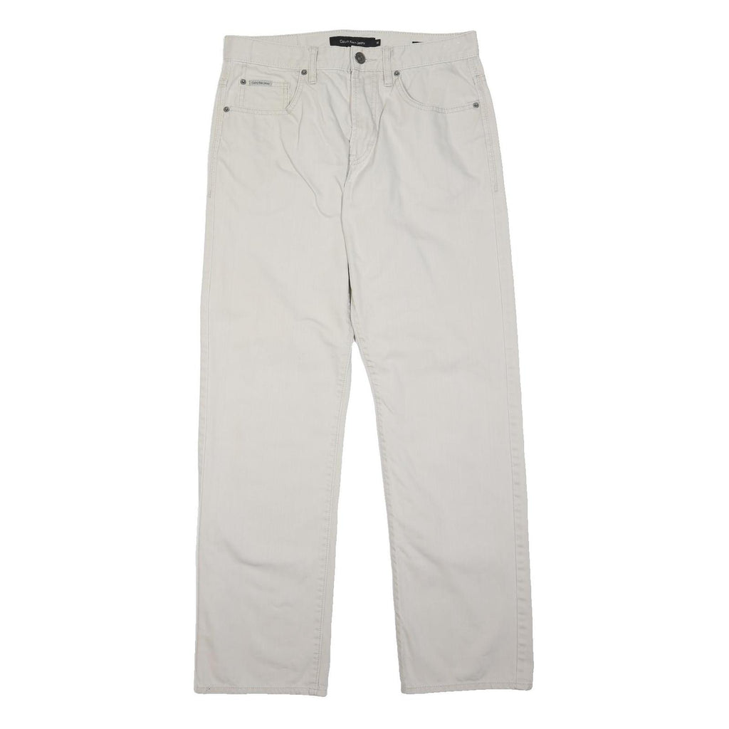 CALVIN KLEIN JEANS Mens White Regular Straight Denim W32 L31 Cotton Blend Button