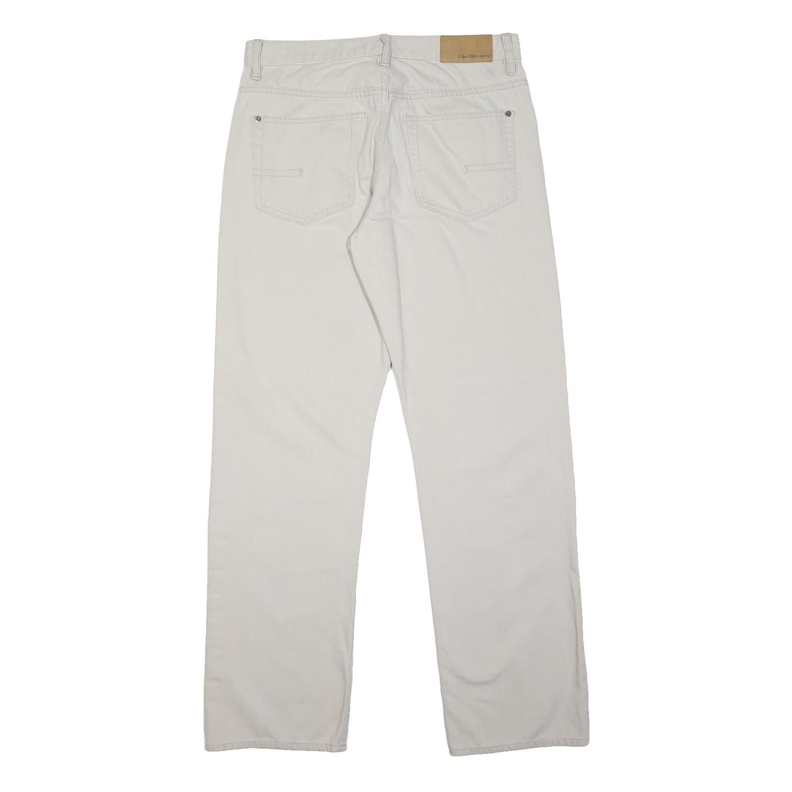 CALVIN KLEIN JEANS Mens White Regular Straight Denim W32 L31 Cotton Blend Button