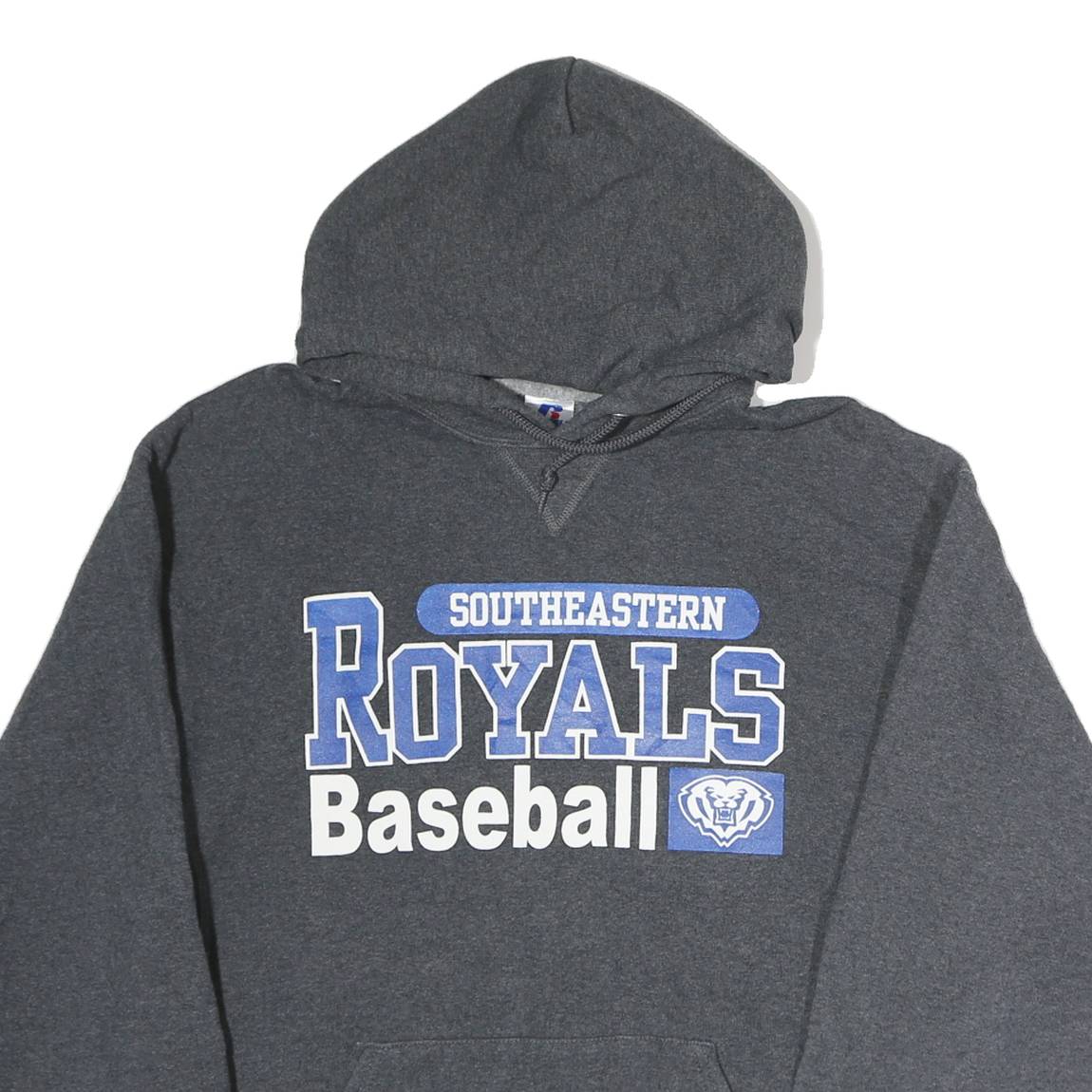 RUSSELL ATHLETIC Mens Grey Southeastern Royals Baseball Hoodie L Cotton