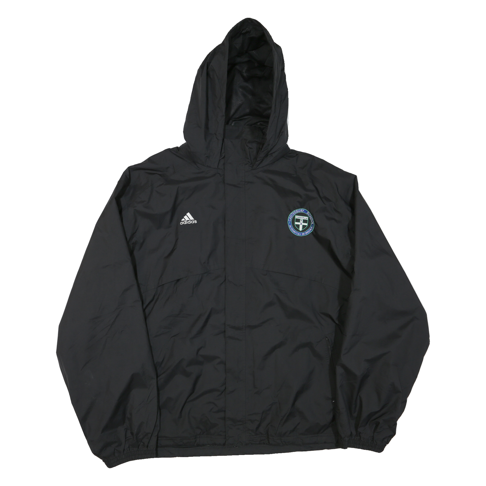 ADIDAS Mens Black Track Jacket 2XL Polyester Blend Hooded Zip Casual Sportswear