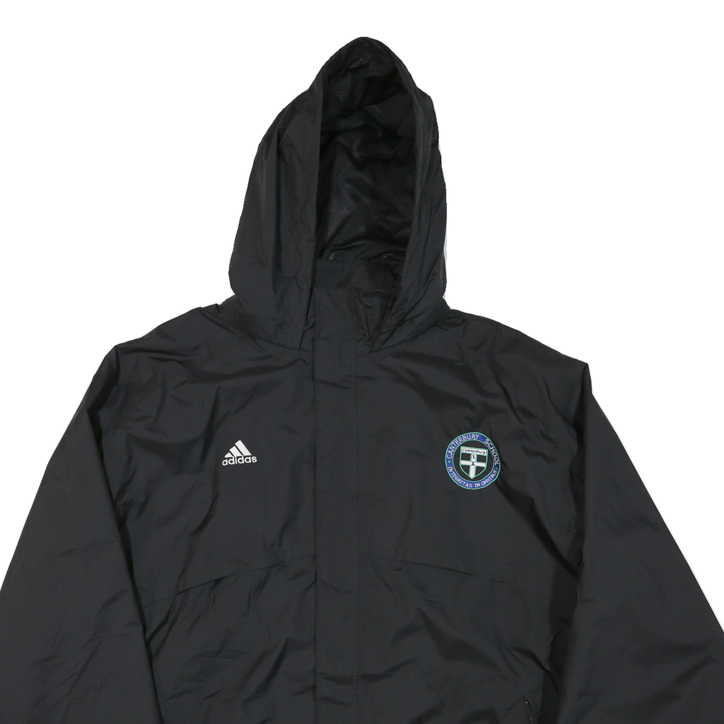 ADIDAS Mens Black Track Jacket 2XL Polyester Blend Hooded Zip Casual Sportswear