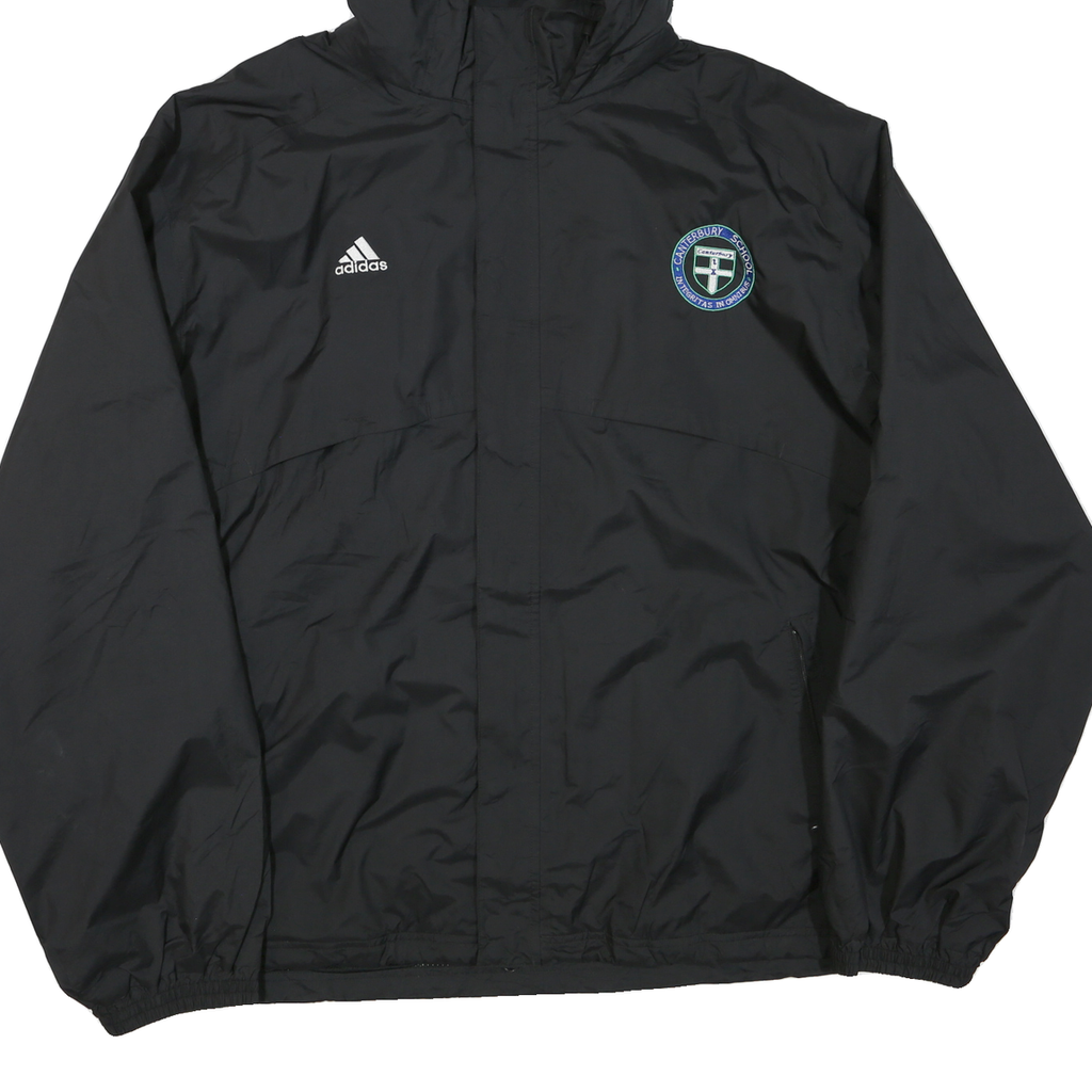 ADIDAS Mens Black Track Jacket 2XL Polyester Blend Hooded Zip Casual Sportswear